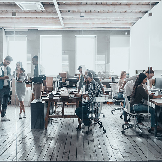 trabajadores en la oficina